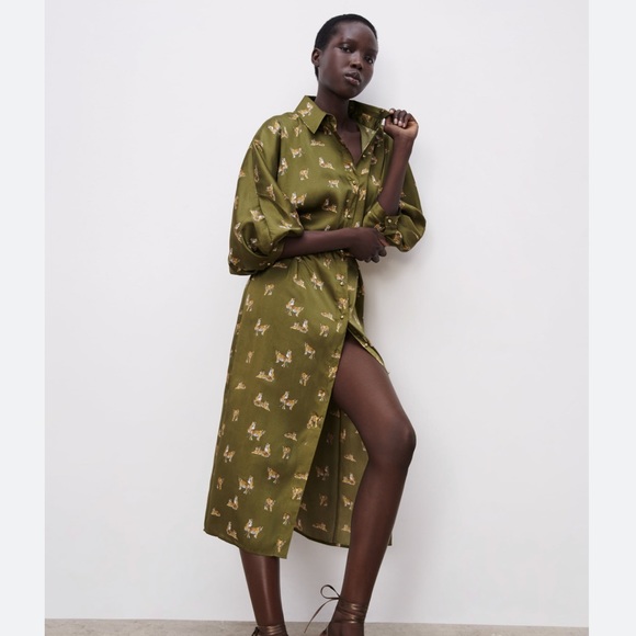 Zara Dresses Zara Tiger Print Shirt Dress Poshmark